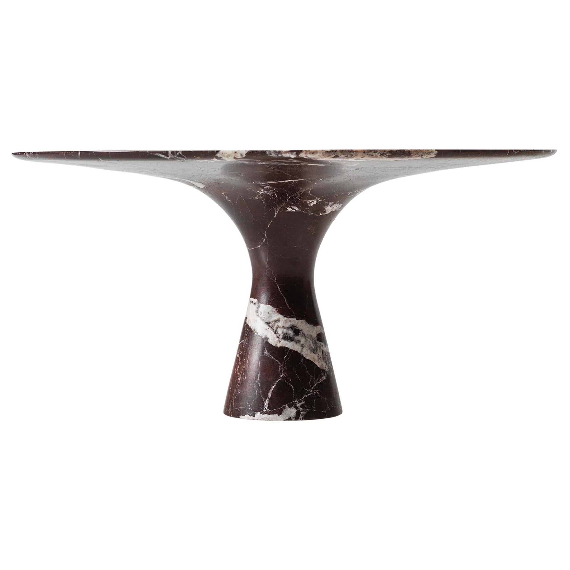 Table basse ronde contemporaine raffinée en marbre Rosso Lepanto 27/100 en vente