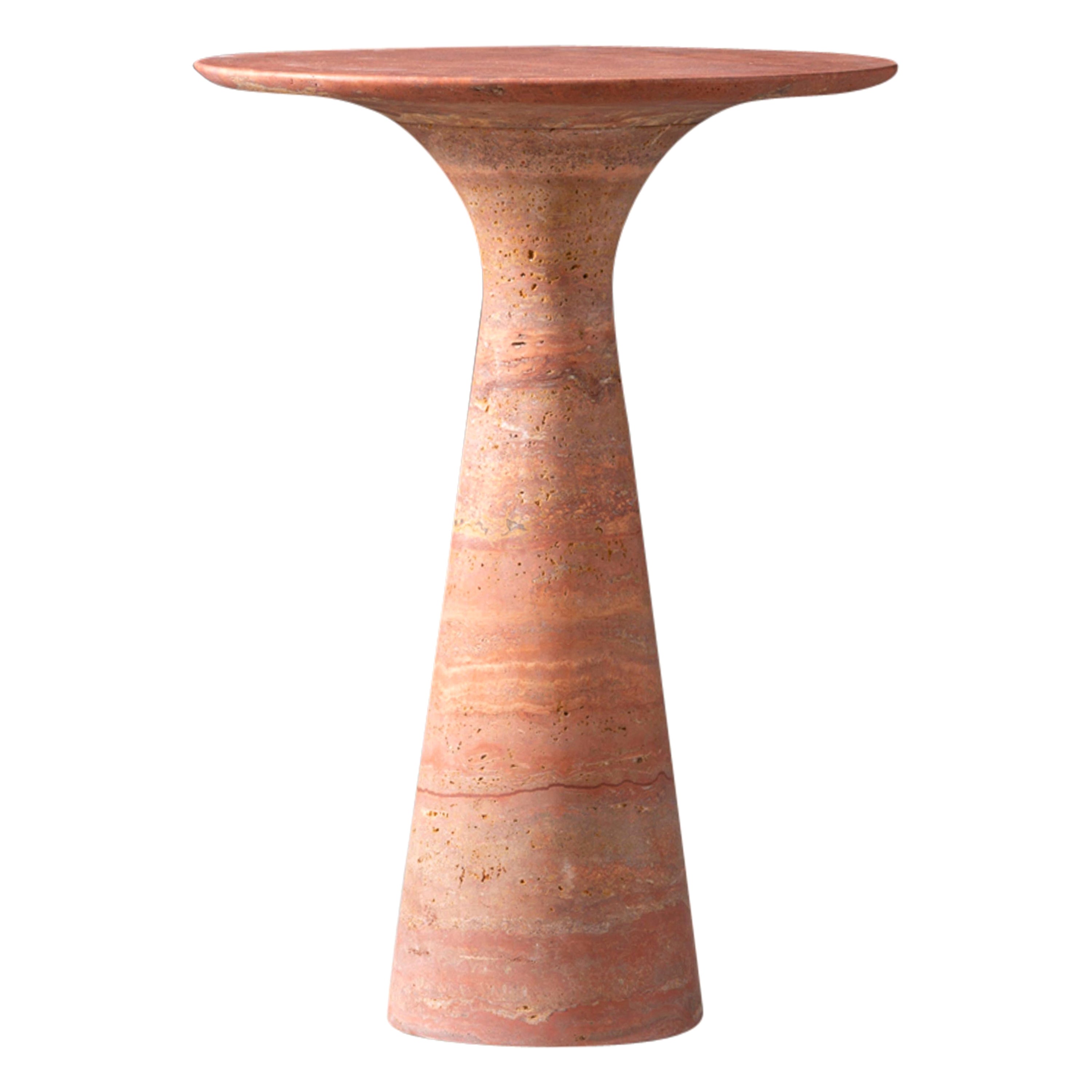 Table d'appoint en marbre contemporain raffiné Travertino Rosso 62/45