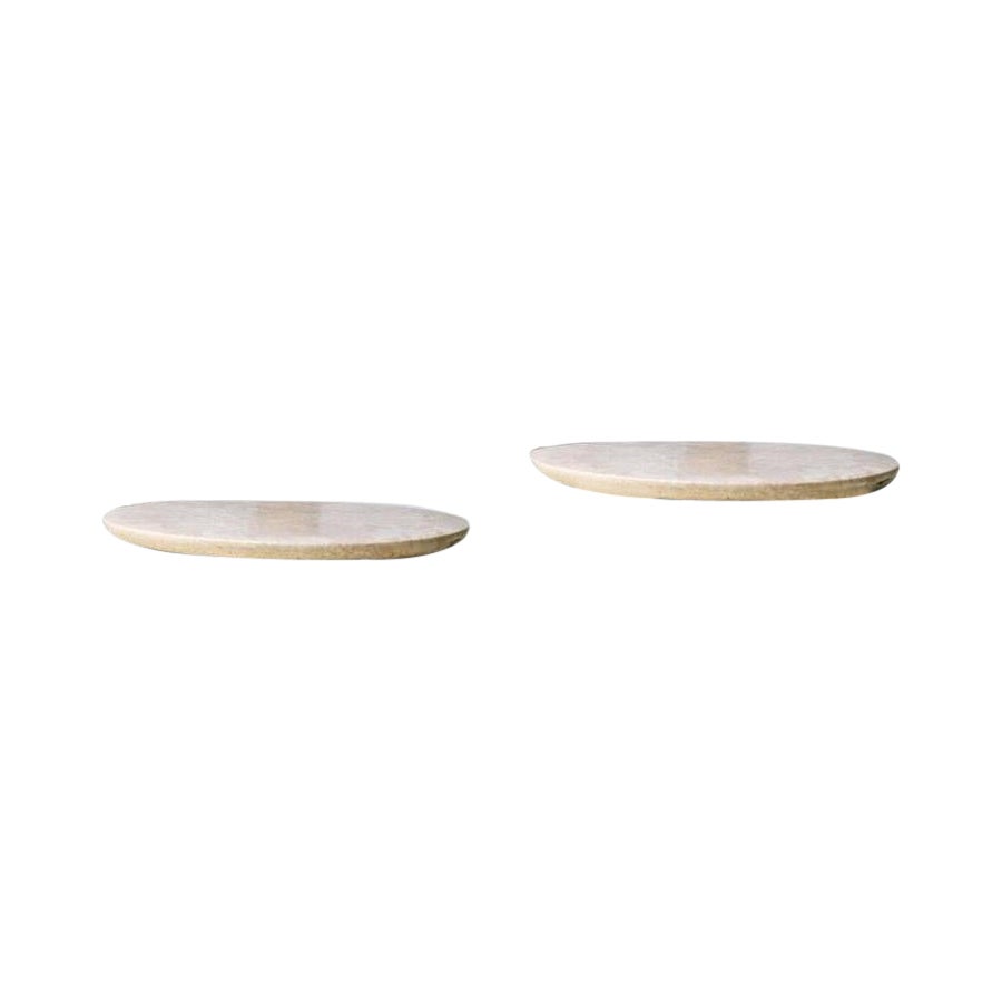 Pair of Refined Contemporary Marble 01 Travertino Silver Marble Platter For Sale