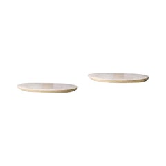 Pair of Refined Contemporary Marble 01 Travertino Silver Marble Platter
