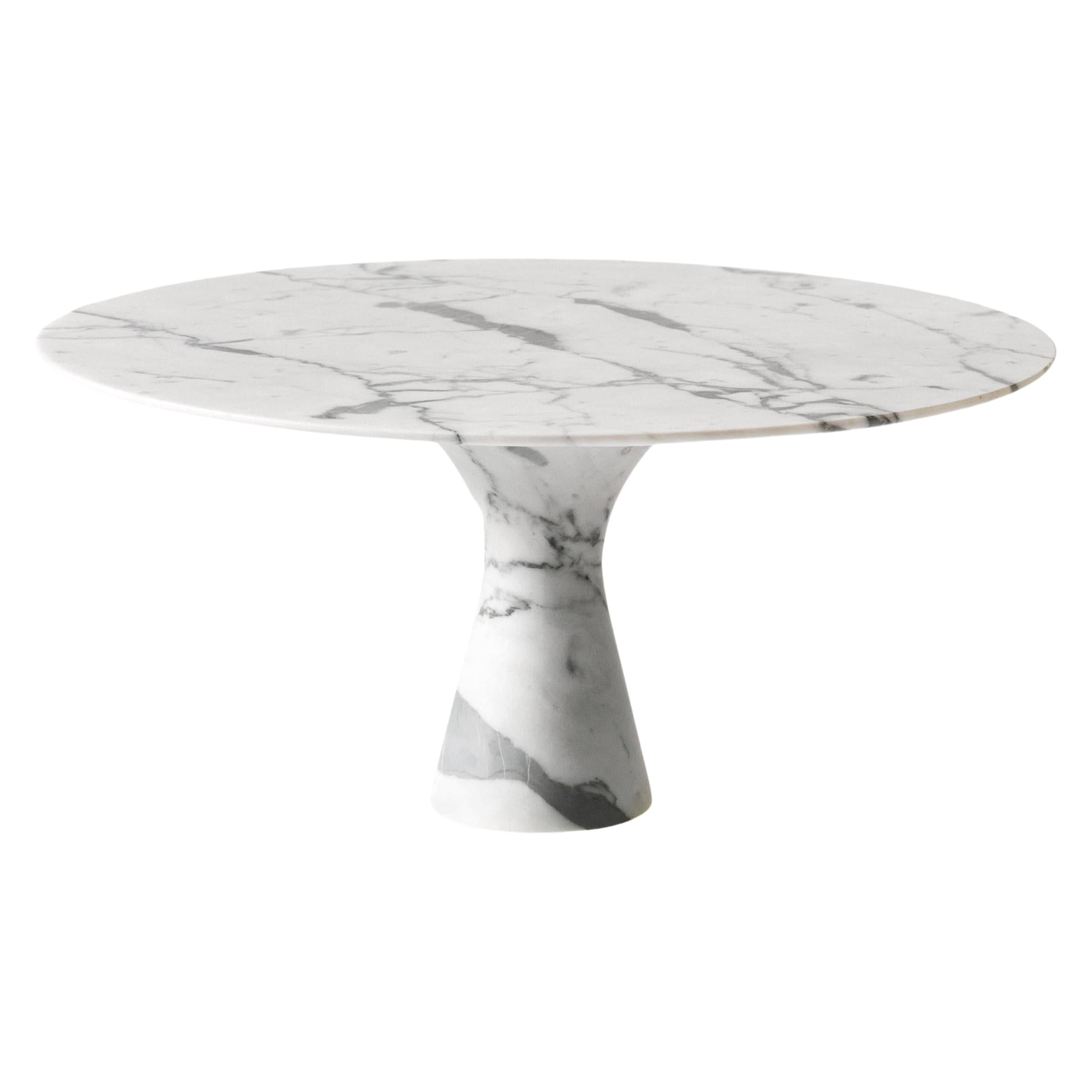 Table basse ronde en marbre Bianco Statuarietto raffinée contemporaine 36/100