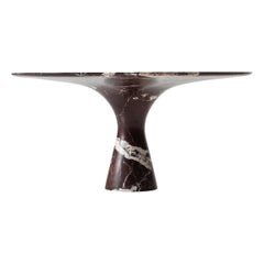 Table ovale contemporaine raffinée en marbre Rosso Lepanto 210/75