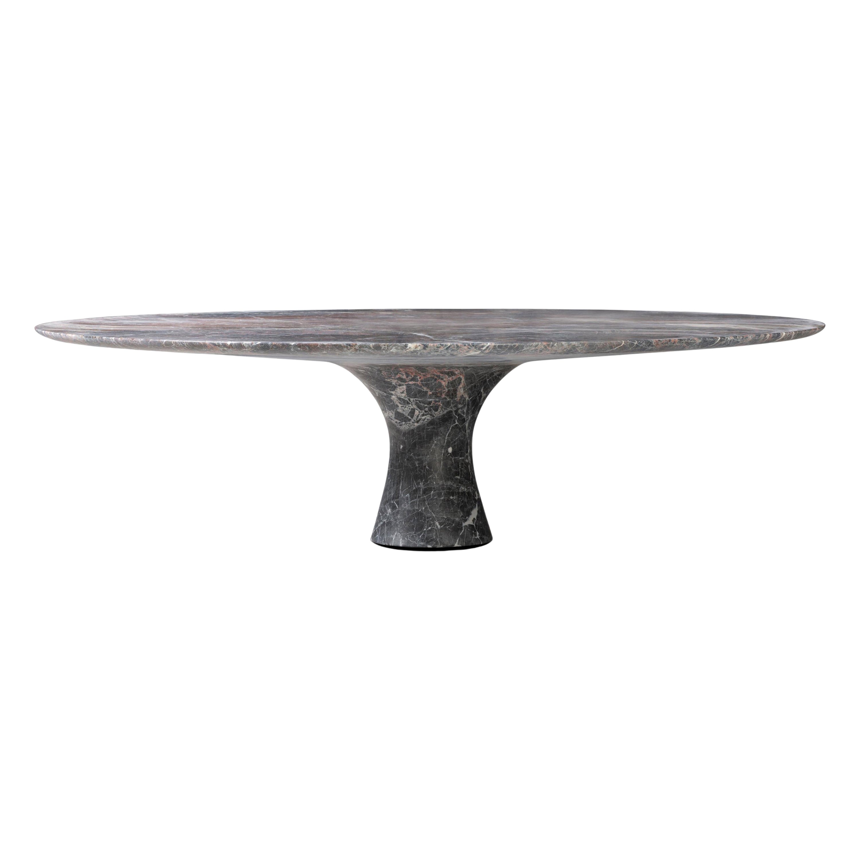 Grey Saint Laurent Refined Contemporary Marble Low Round Table 36/100 For Sale
