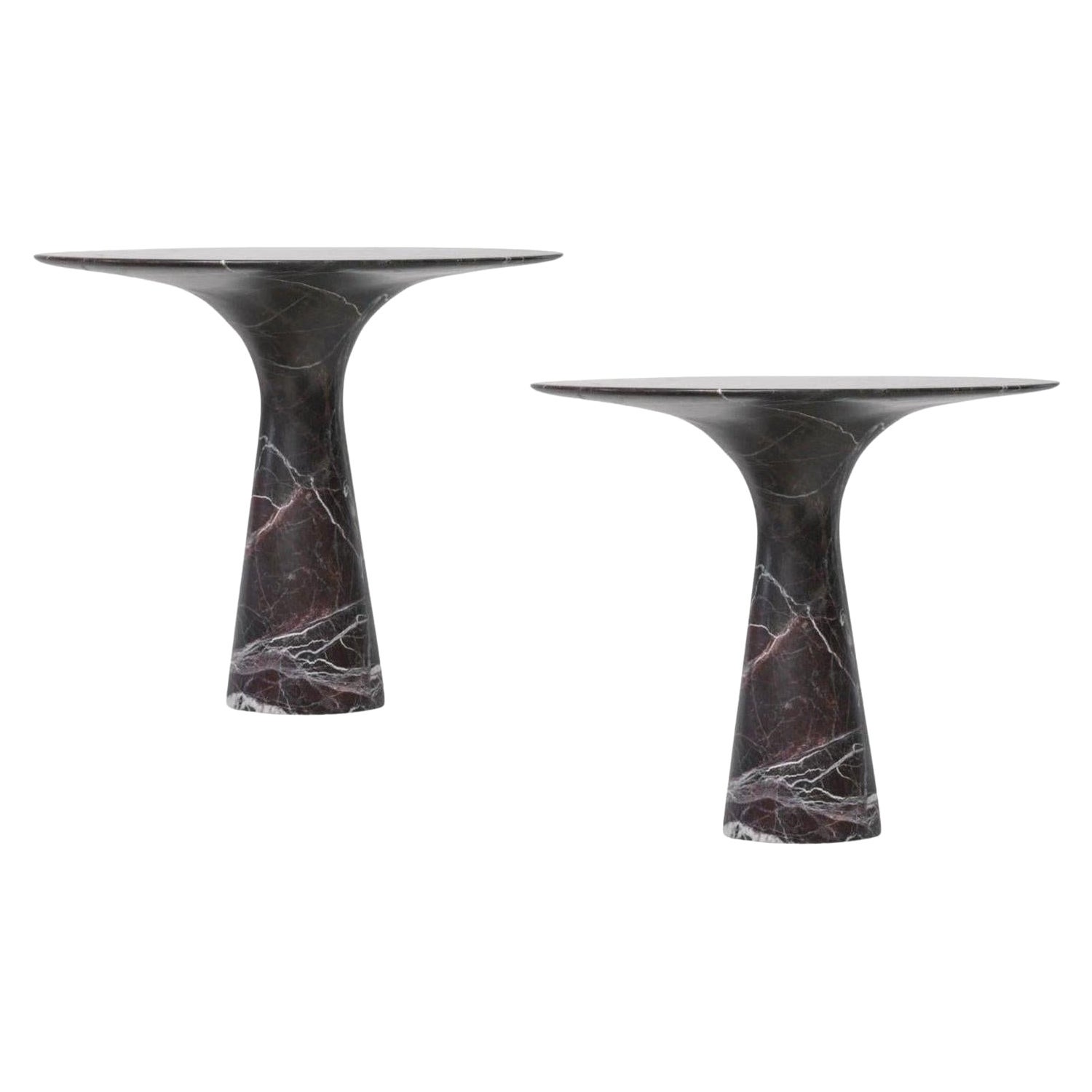 Pair of Refined Contemporary Marble 03 Rosso Lepanto Marble Cake Stand For Sale