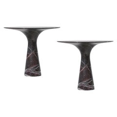 Pair of Refined Contemporary Marble 03 Rosso Lepanto Marble Cake Stand