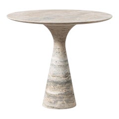 Travertino Silver Refined Contemporary Marble Low Round Table 36/100