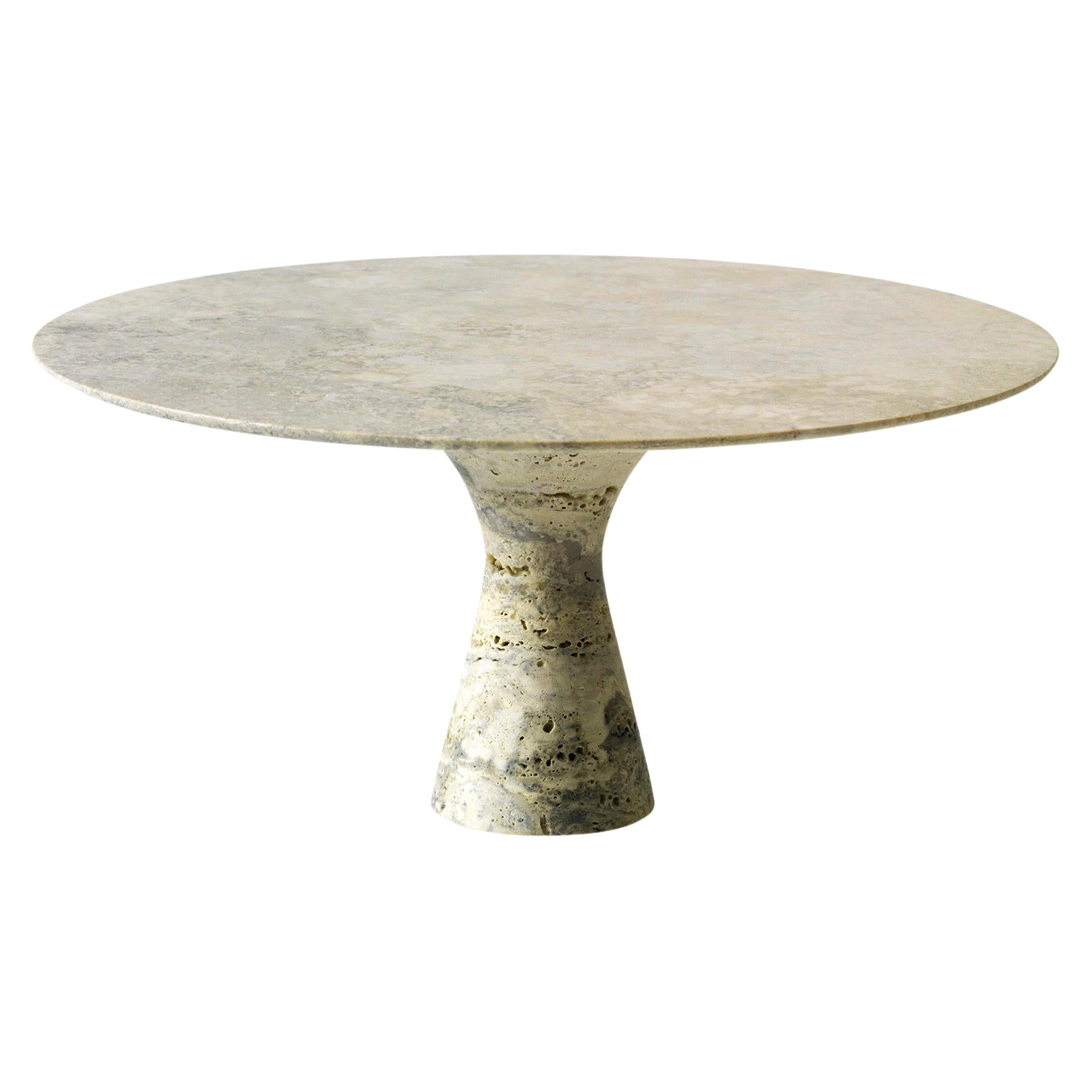 Travertino Silver 2 Refined Contemporary Marble Dining Table 180/75 For Sale
