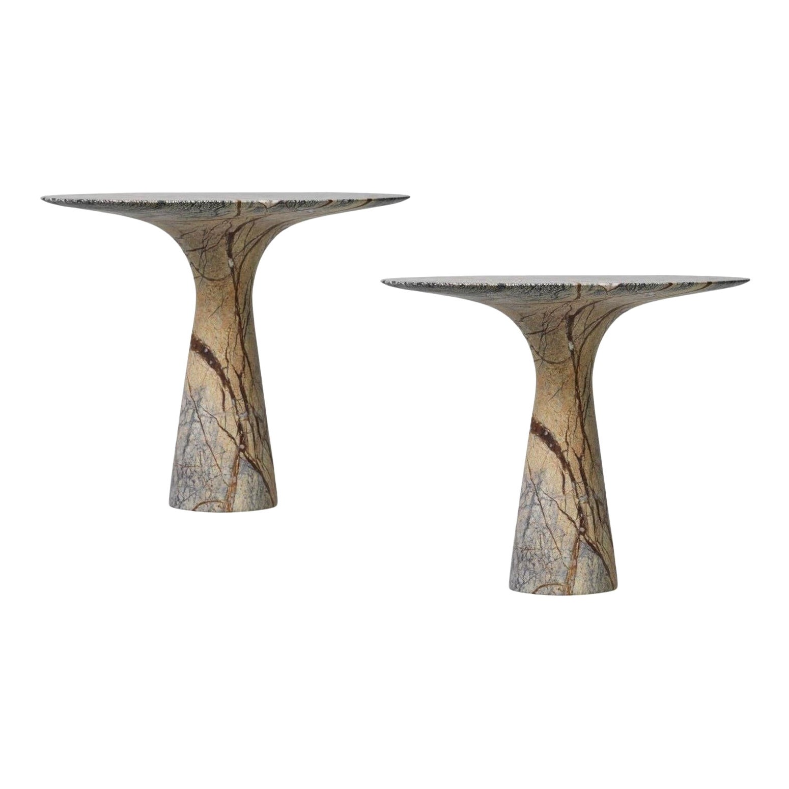 Pareja de refinados soportes para tartas contemporáneos de mármol 03 Picasso verde en venta