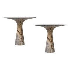 Pair of Refined Contemporary Marble 03 Picasso Green Marble Cake Stands