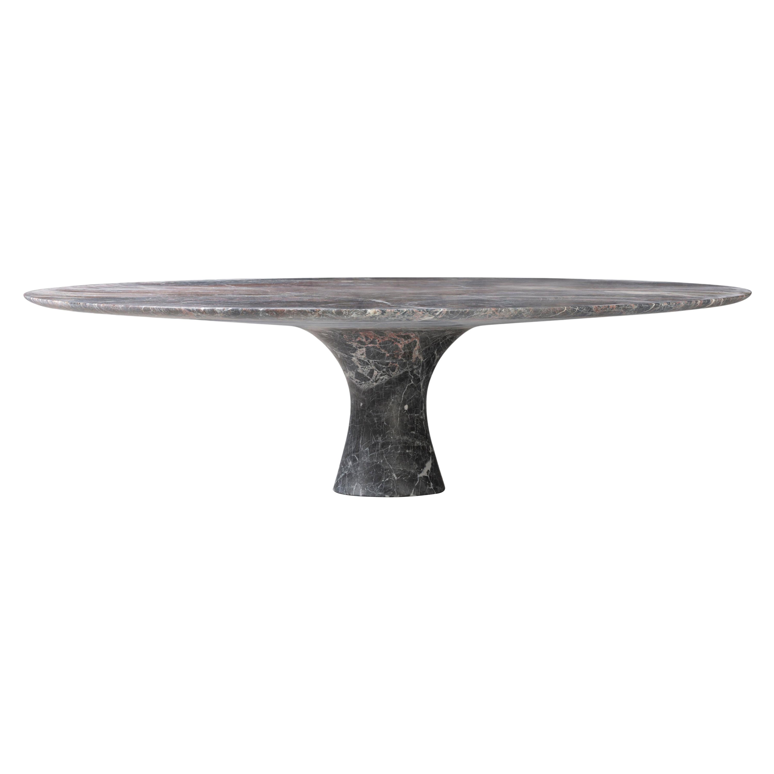 Grey Saint Laurent Refined Contemporary Marble Low Round Table 27/100 For Sale