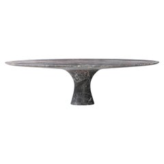 Saint Laurent table basse ronde contemporaine raffinée en marbre gris 27/100