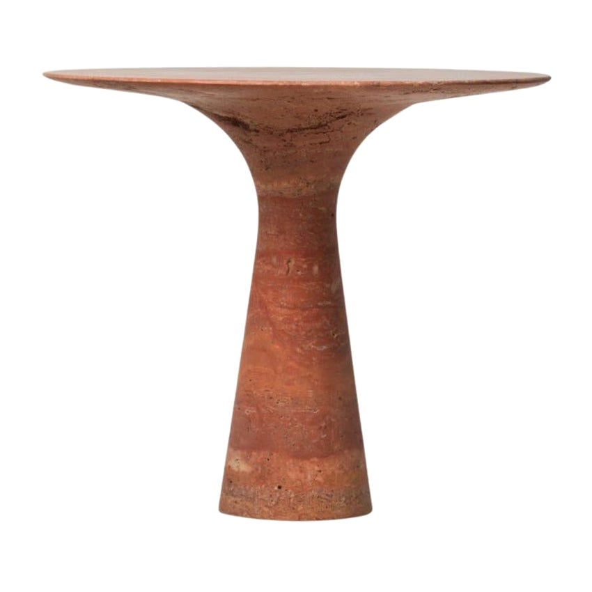 Refined Contemporary Marble 03 Travertino Rosso Marble Cake Stand For Sale