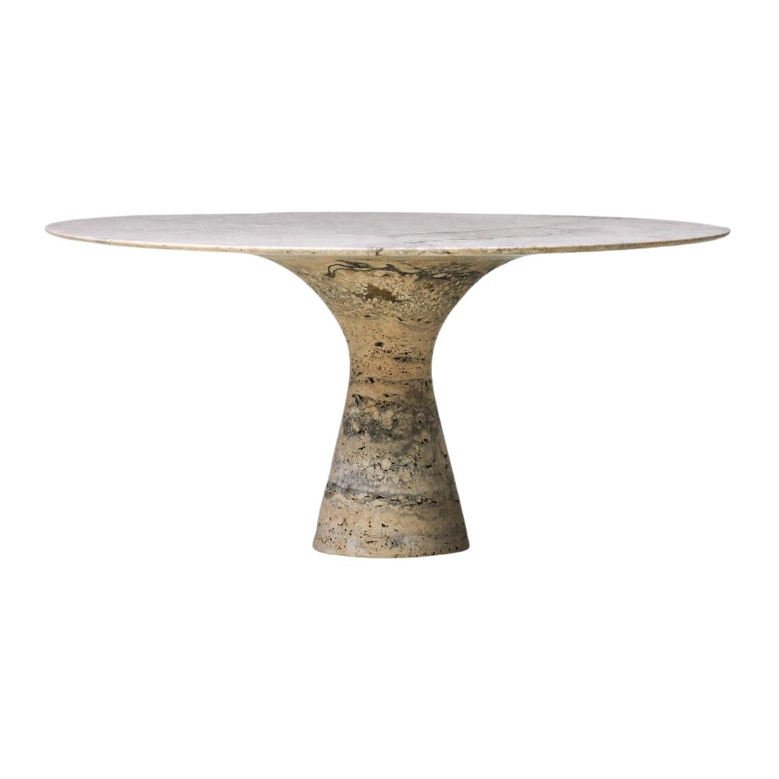 Refined Contemporary Marble 02 Travertino Silver Marble Cake Stand