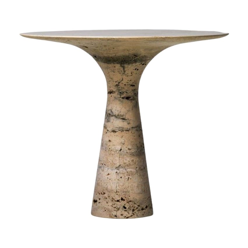 Refined Contemporary Marble 03 Travertino Silver Marble Cake Stand For Sale