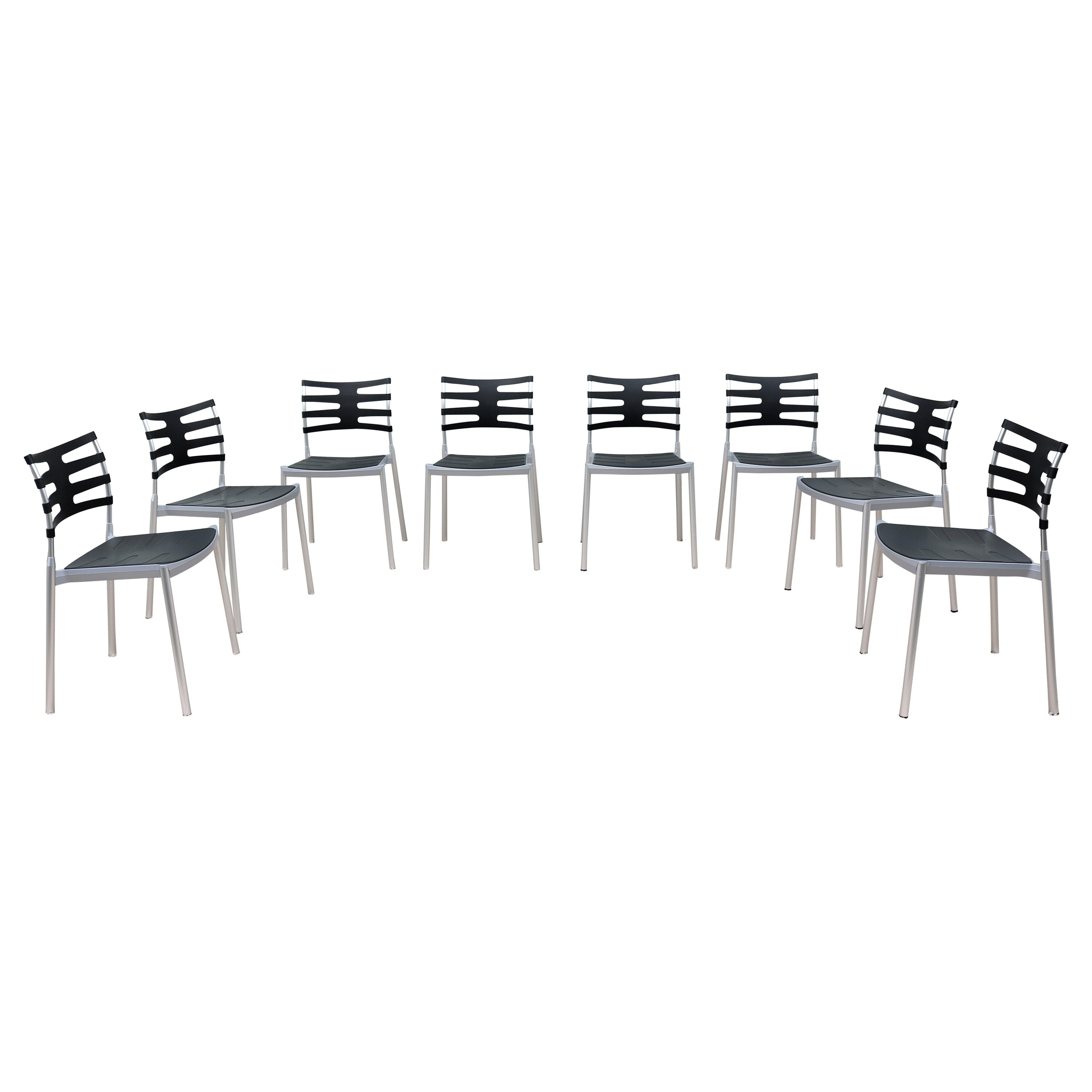 Danish Modern Kasper Salto for Fritz Hansen Ice Outdoor Dining Chairs, Set of 8 For Sale