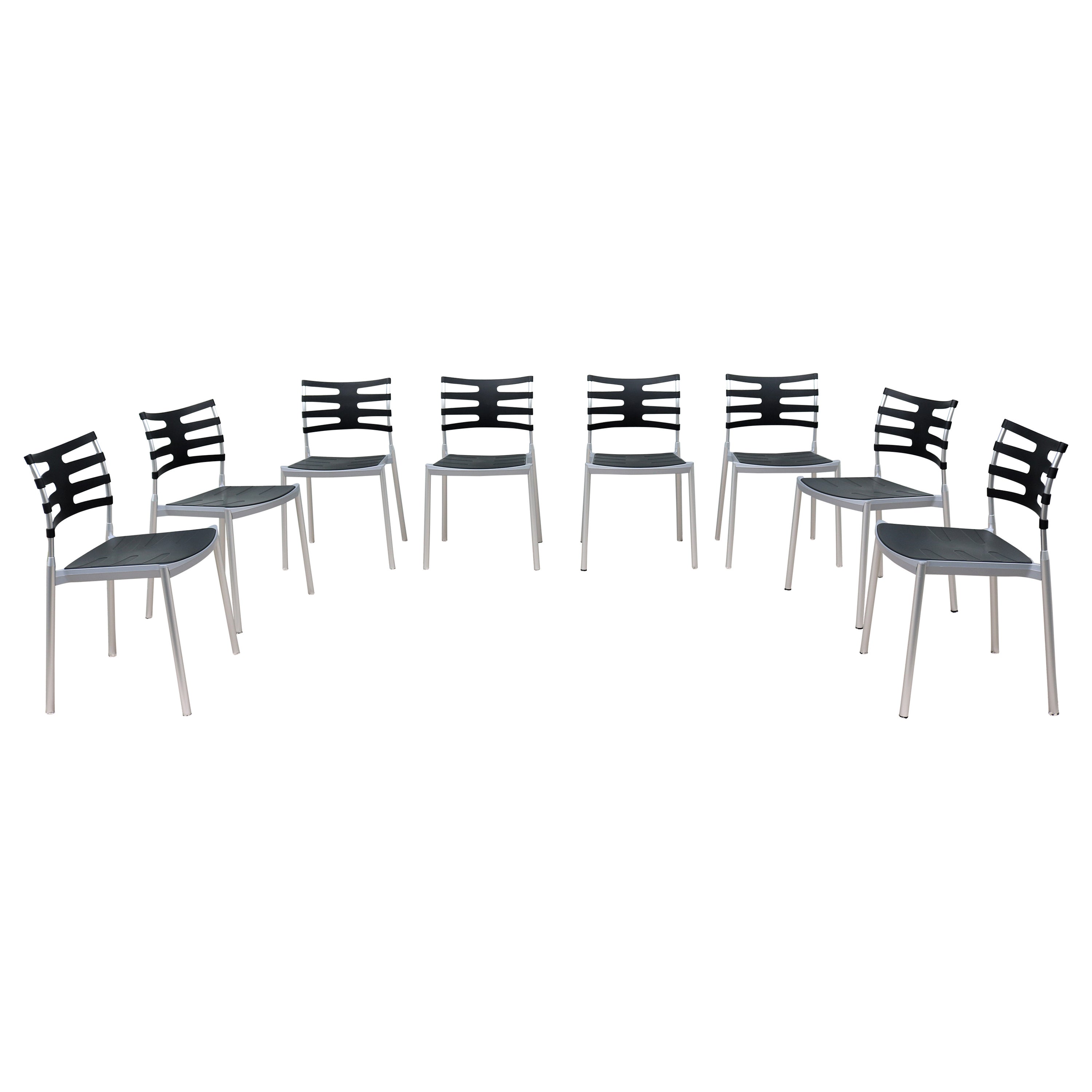 Kasper Salto set de 8 chaises de salle à manger d'extérieur danoises modernes pour Fritz Hansen