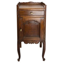 Retro Louis XV Style Side Cabinet Nightstand French Oak Bedside Table, circa 1960