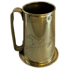 Vintage English Large Brass Equestrian Tankard