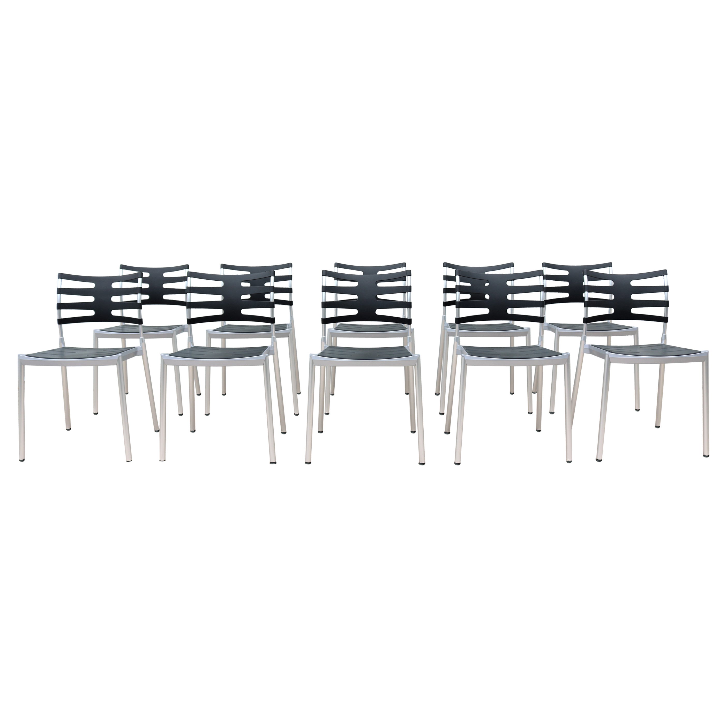 Moderne dänische Kasper Salto-Esszimmerstühle für Fritz Hansen für den Außenbereich, 10er-Set im Angebot