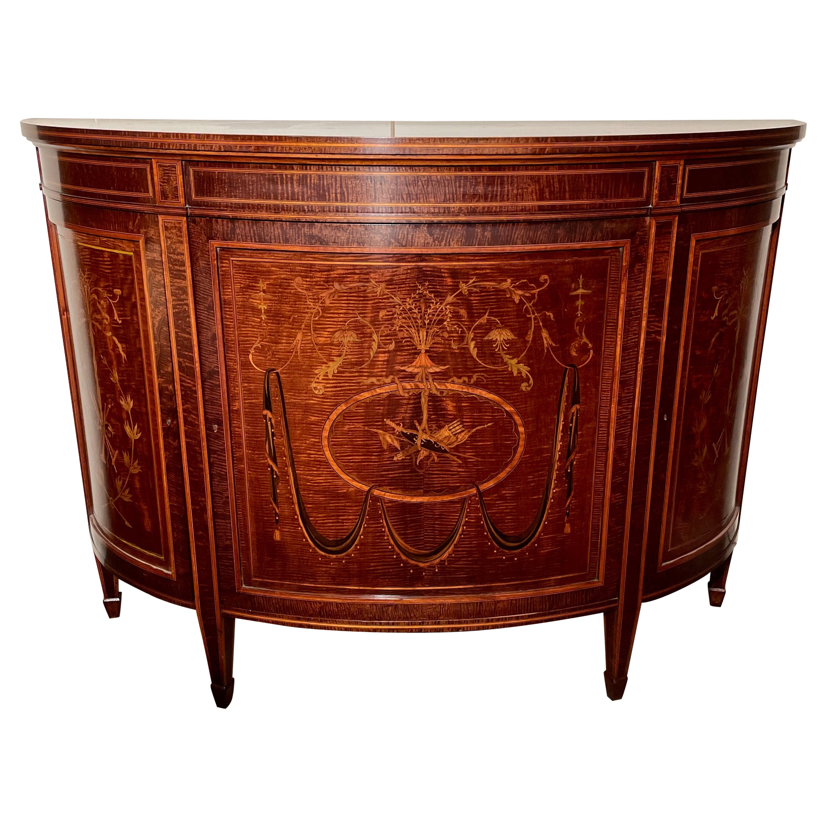 Antique English "Druce & Co., London" Mahogany with Inlay Demi-Lune Sideboard