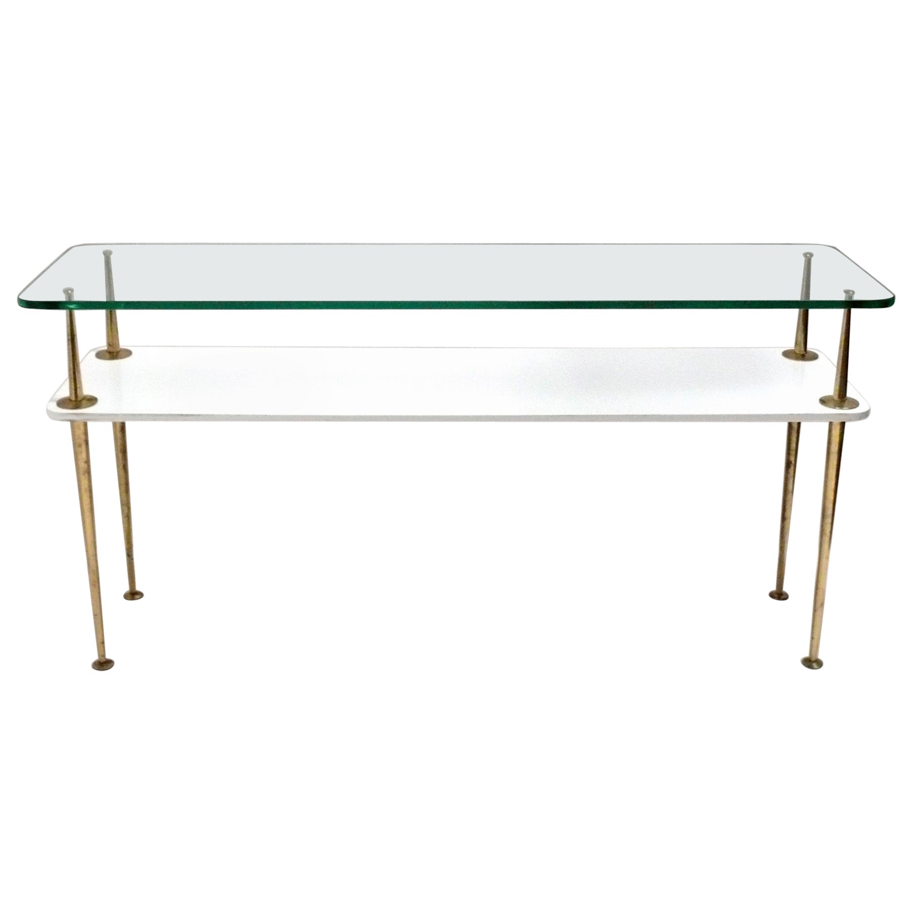 Italian Brass and Glass Console Table
