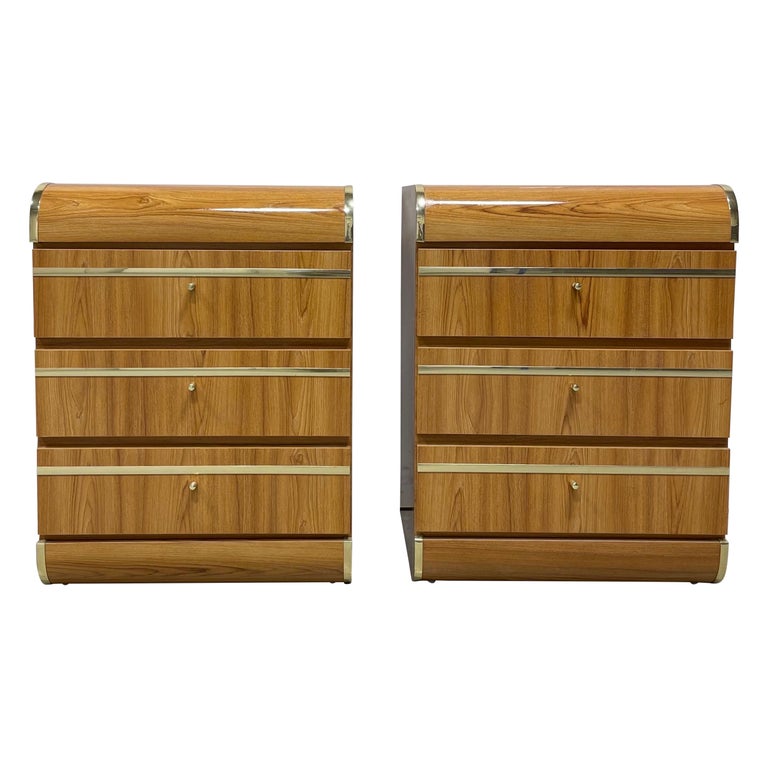 1980's Postmodern Waterfall Night Stands For Sale at 1stDibs