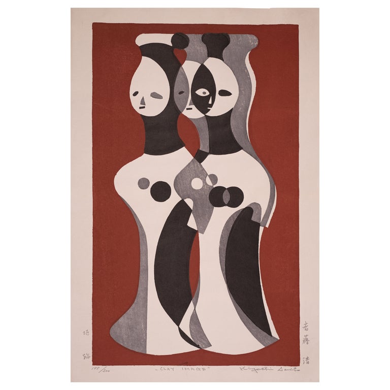 Kiyoshi Saito Japanese Woodblock Print Clay Image, 1952 For Sale