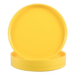 Retro Massimo Vignelli for Heller, Italy, a Set of 4 Plates in Yellow Melamine