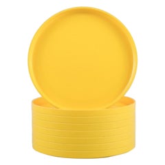 Retro Massimo Vignelli for Heller, Italy, a Set of 8 Plates in Yellow Melamine