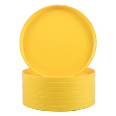 Massimo Vignelli pour Heller, Italie, ensemble de 8 assiettes en mélamine jaune