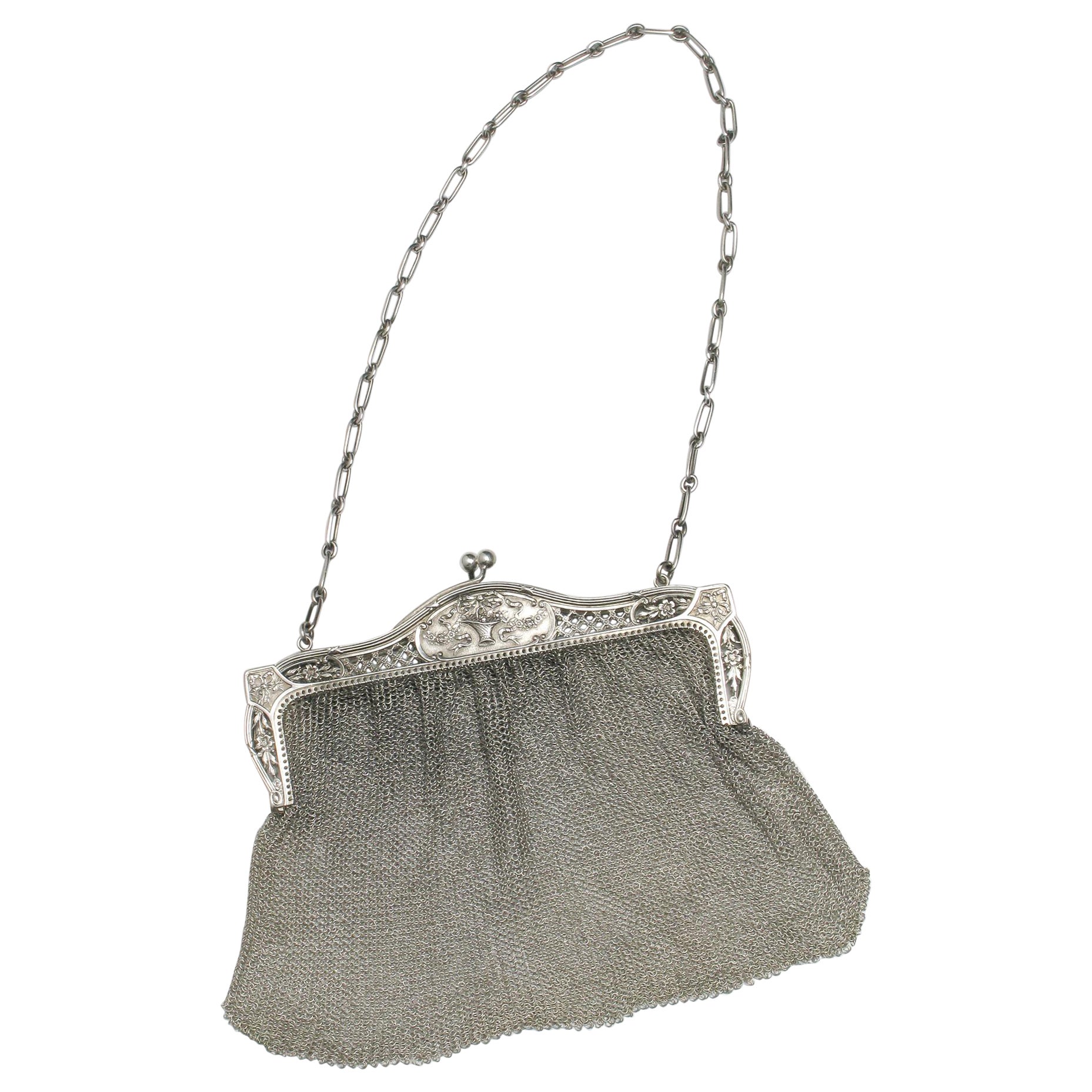 Evening Little Bag in Silver Mesh "Minaudière" to be Admired For Sale