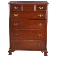 Vintage Mahogany Chippendale Georgian Style Tallboy Dresser Chest of Drawers 50"