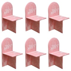 6xSustainable Pink Chair Hand-Crafted from 100% Recycled Plastic by Anqa Studios