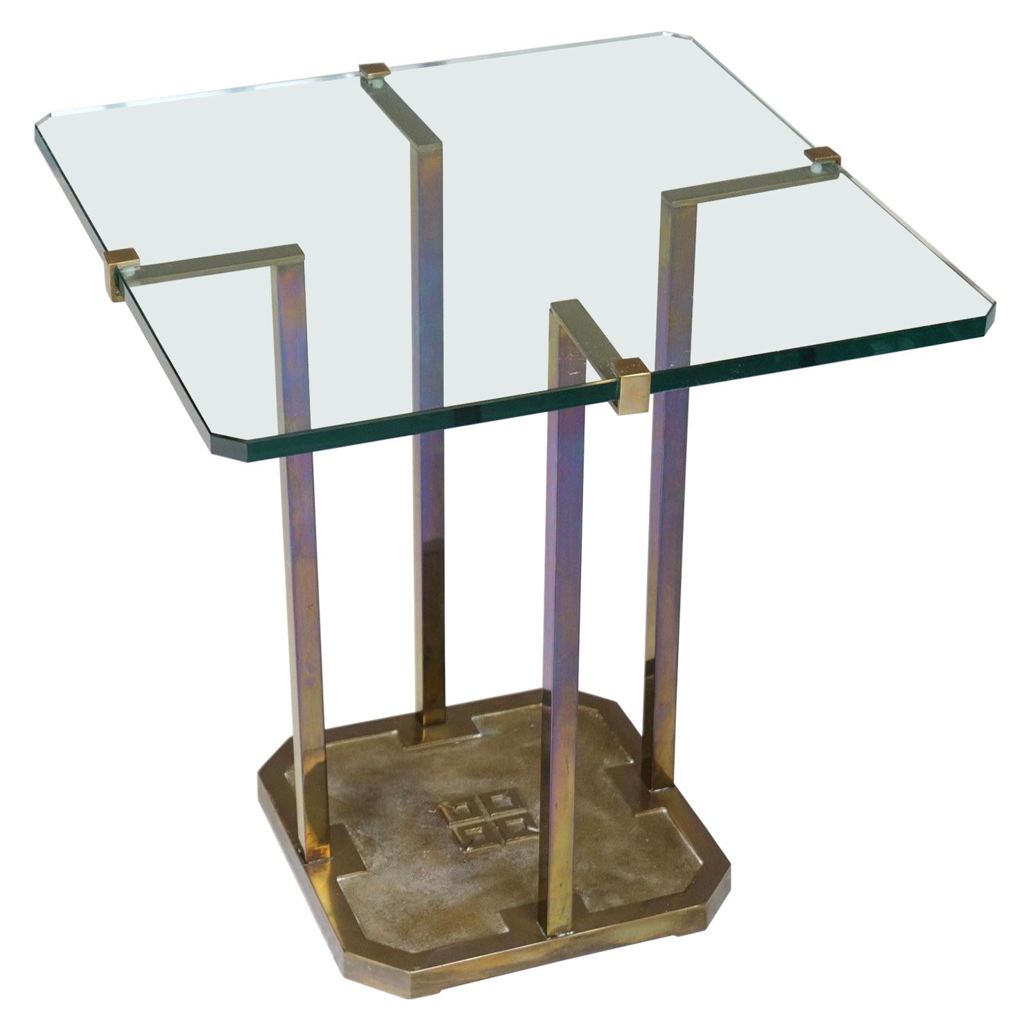 Mid Century Brass and Glass Side Table by Peter Ghyczy, Germany 1970s