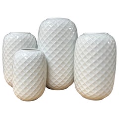Set of 4 Holiday Vases, White Honeycomb Relief., Porcelain, Thomas/Germany 1960