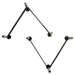 1950s Three Hook Brass Rack - 2 Pieces