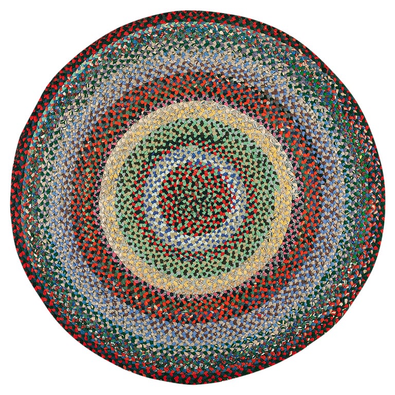 Antique Braided Rug 6' 6''x6' 6'' For Sale at 1stDibs