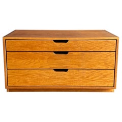 Custom Oak Plywood Small Scale Three Drawer Chest,  1970's 