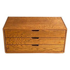 Custom Oak Plywood Small Scale Three Drawer Chest, 1970's