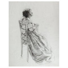19th Century Seated Woman Drawing