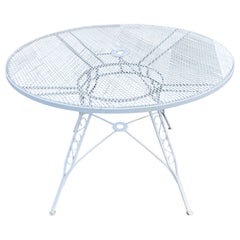 Retro Wrought Iron Outdoor Table Mesh and Scroll