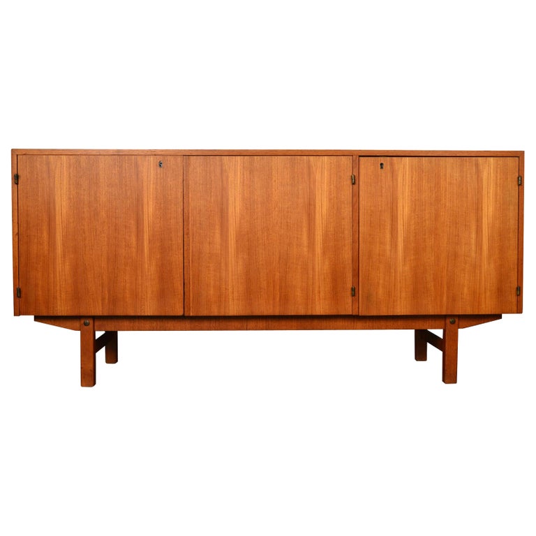 Danish Modern Mid Century Locking Credenza in Teak For Sale at 1stDibs