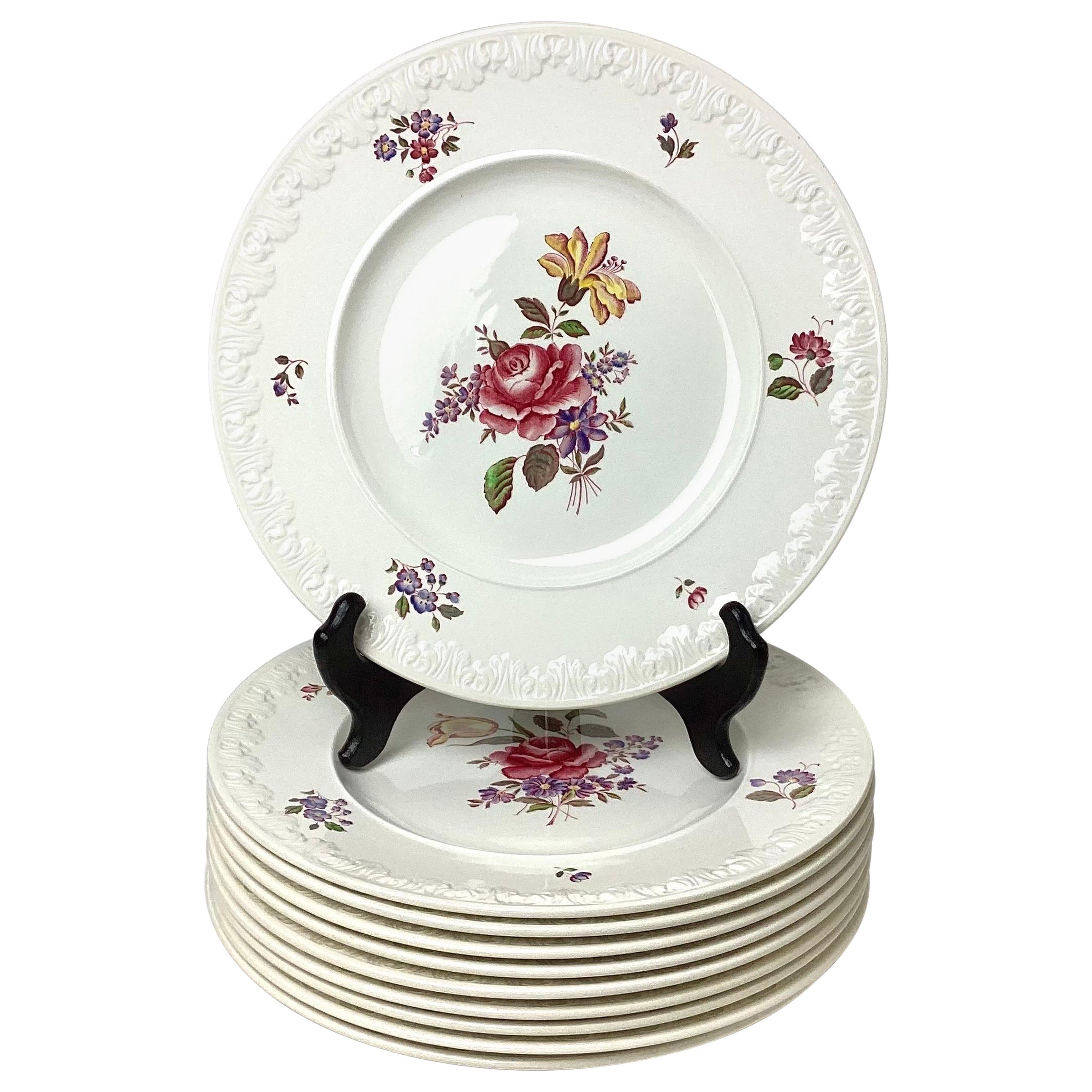 Set of 10 Wedgwood Cotswold Dinner Plates For Sale
