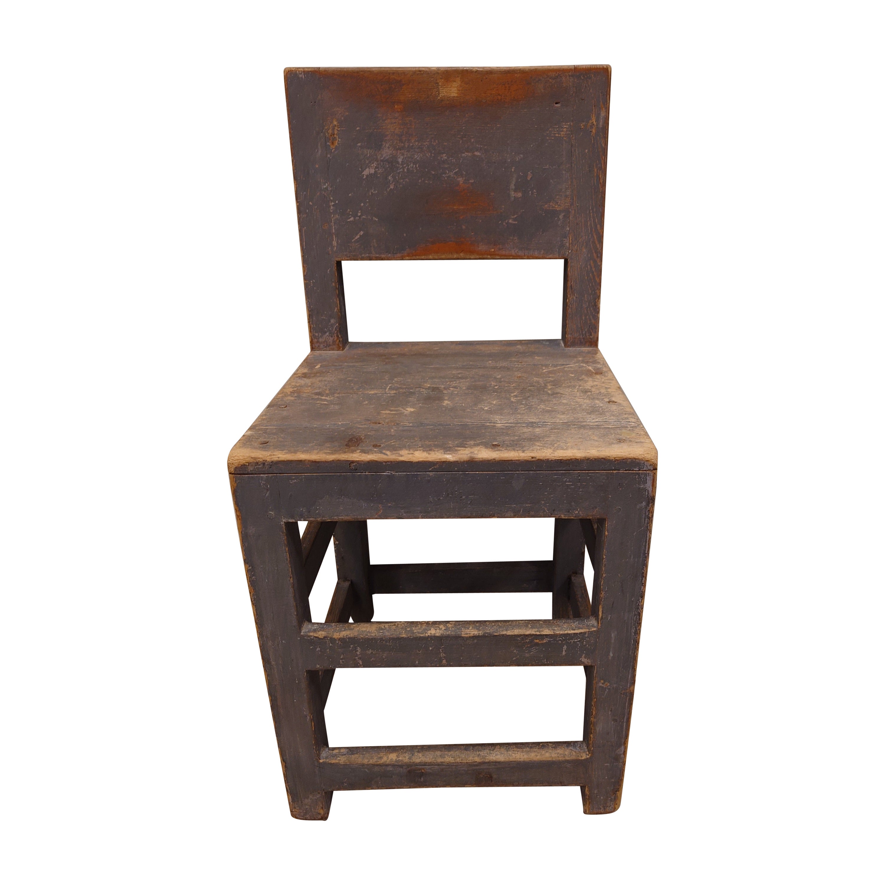 Schwedischer antiker rustikaler Stuhl im Barockstil des 19. Jahrhunderts mit Originalfarbe im Angebot