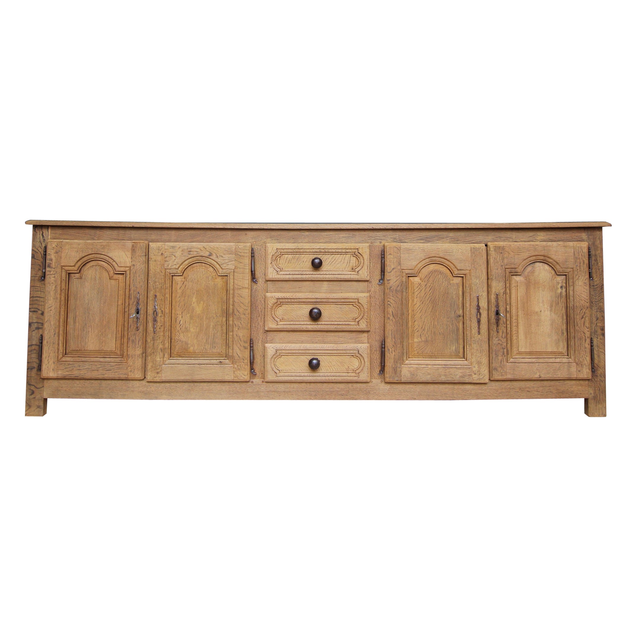 Early 19th Century French Stripped Oak Enfilade Sideboard