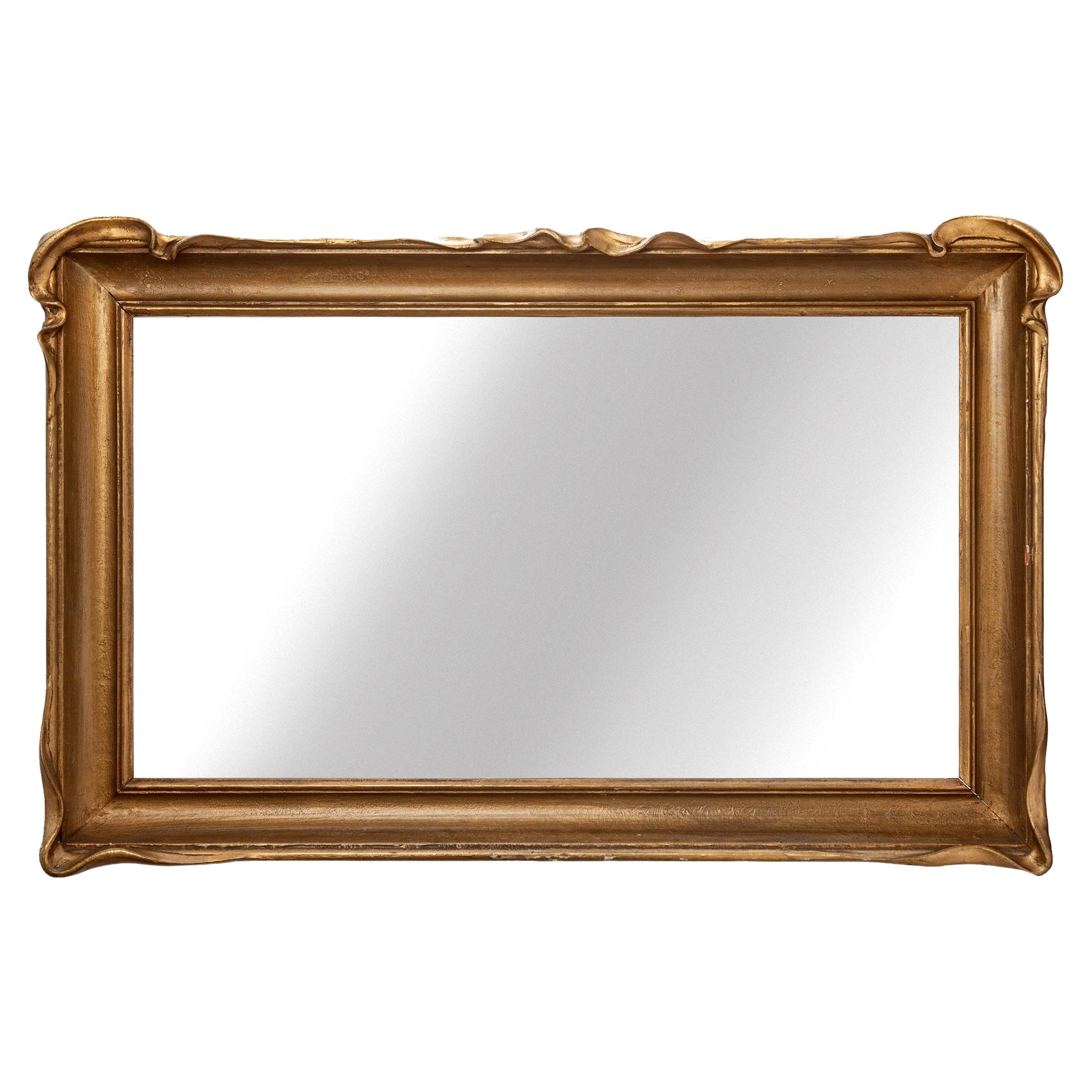 Early 20th Century Hand Formed Batwing Framed Mirror For Sale