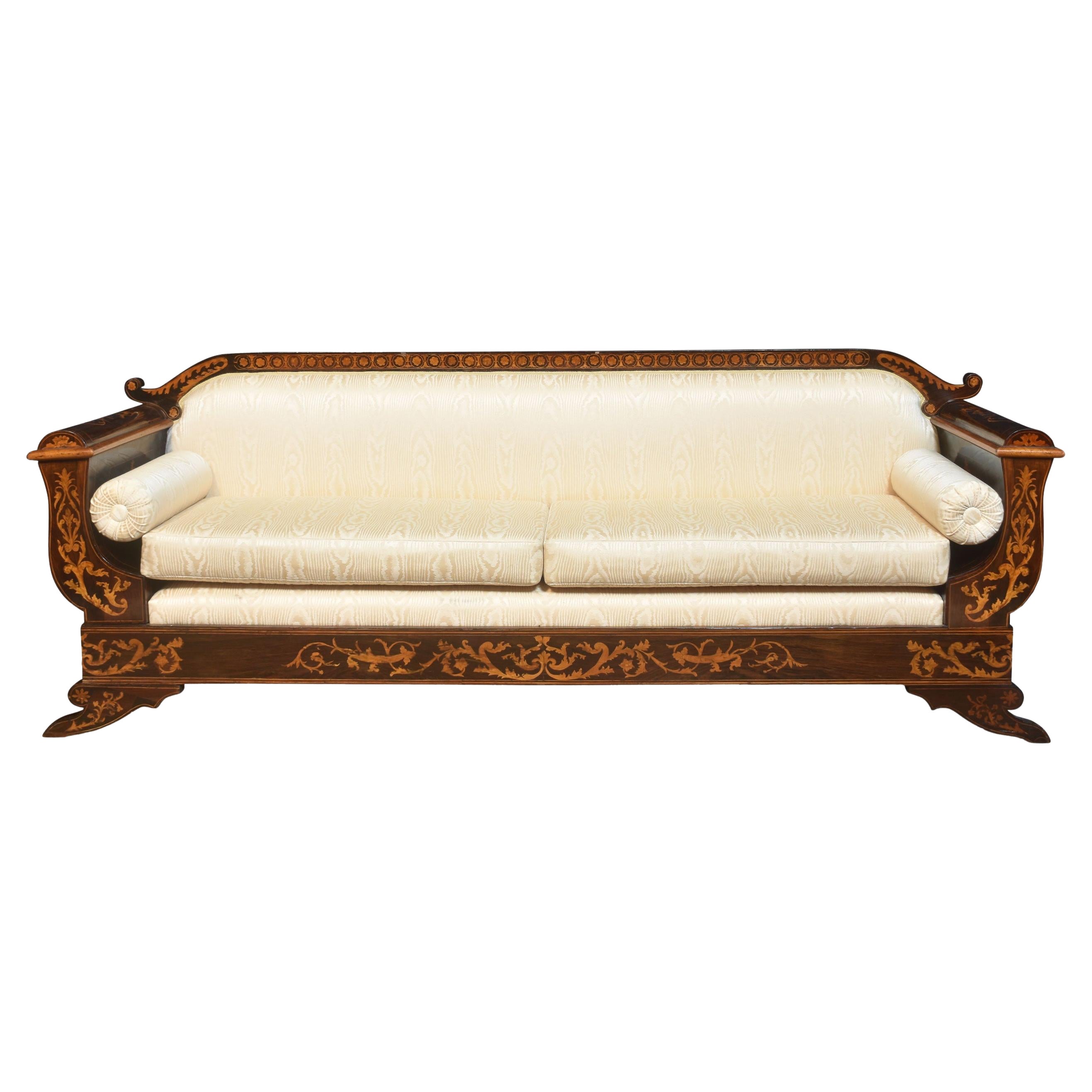 Dutch Marquetry Empire Settee For Sale