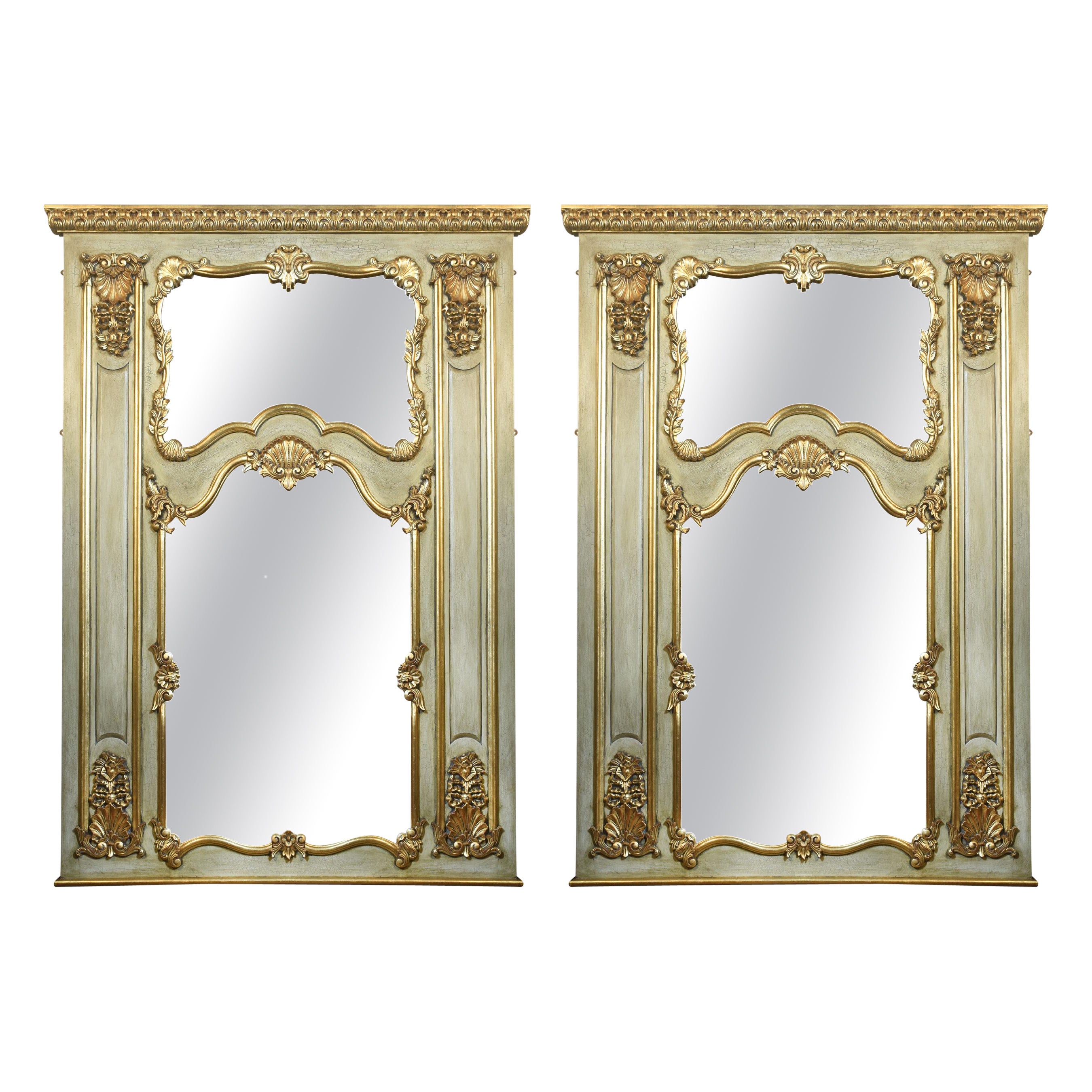 Pair of Louis XV Style Trumeau Mirrors