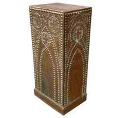 Used Handcrafted Gothic Revival Copper on Wood Church Column Pedestal Stand