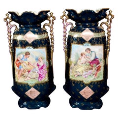 Used 19th Century Pair of Victoria Carlsbad Austria Vases "Marked"